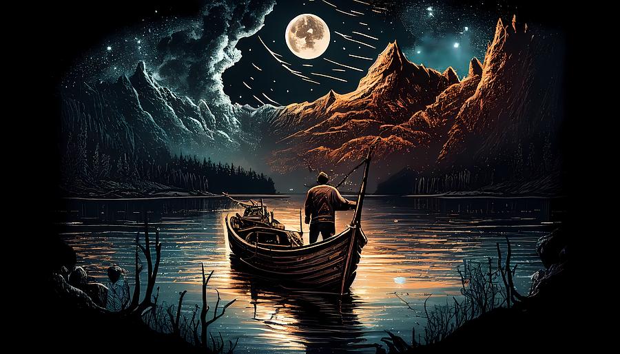 The Night Fisherman Digital Art by James Lloyd The Night Fisherman Digital Art by James Lloyd