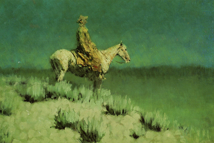 Frederic Remington Drawing - The Night Herder by Frederic Remington
