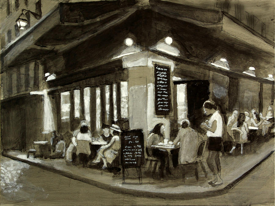 the Nightside Grill Drawing by David Zimmerman