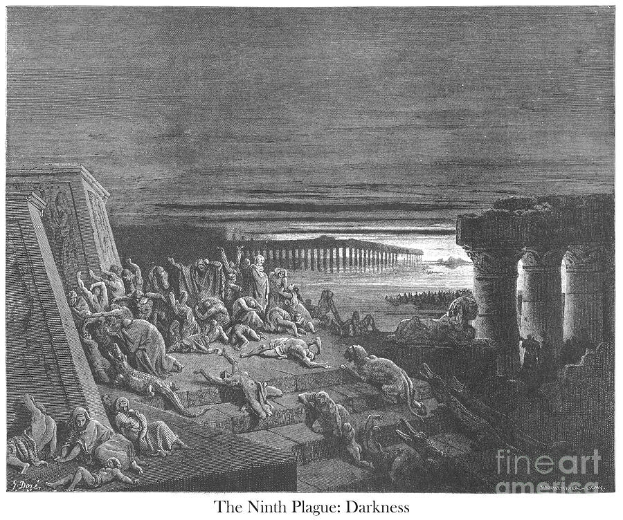 The Ninth Plague Darkness by Gustave Dore v1 Drawing by Historic illustrations
