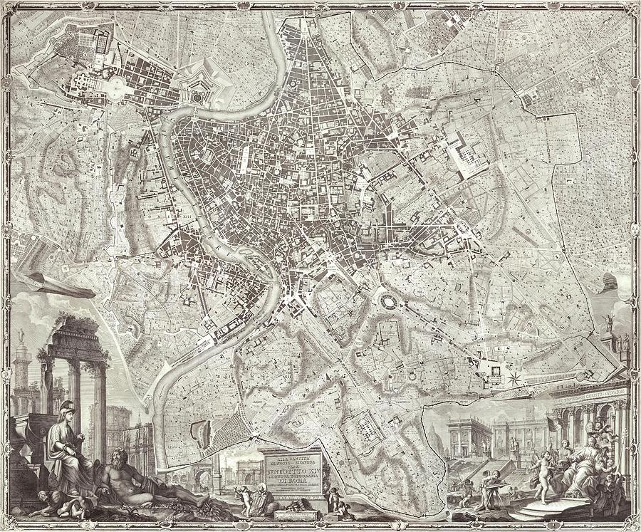 Map Drawing - The Nolli Map by Pietro Campana