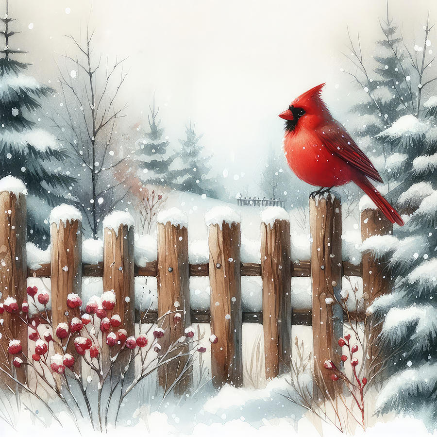 The Northern Winter Cardinal Digital Art by Kim Hojnacki