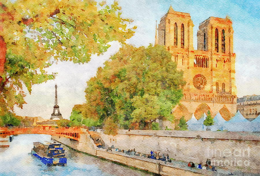 The Notre Dame Cathedral Paris Digital Art by Jerzy Czyz