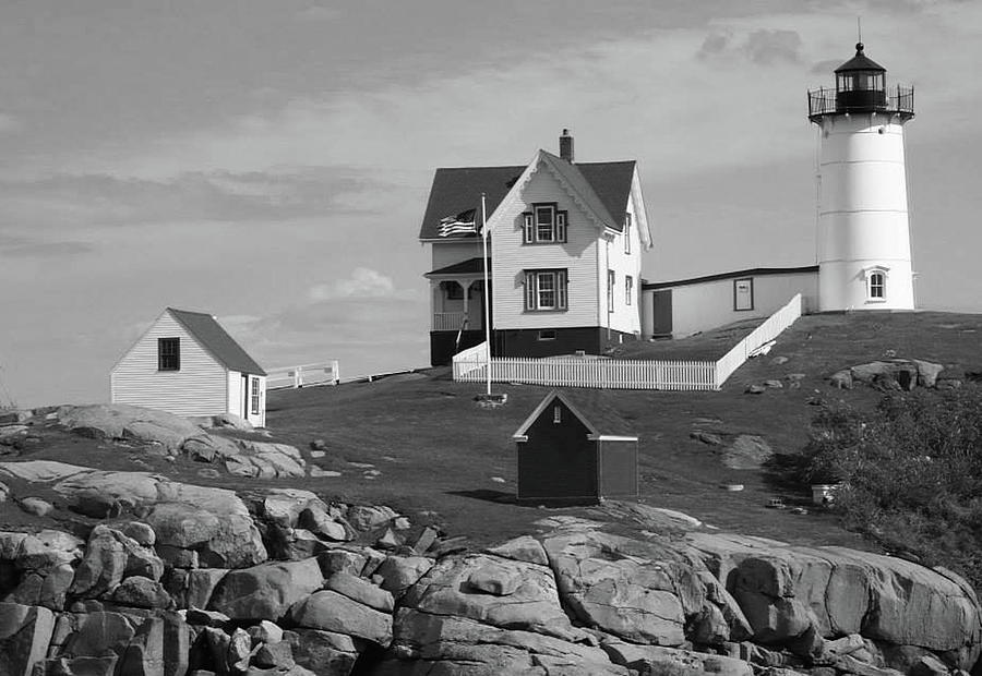 The Nubble BW Photograph by Lorraine Palumbo