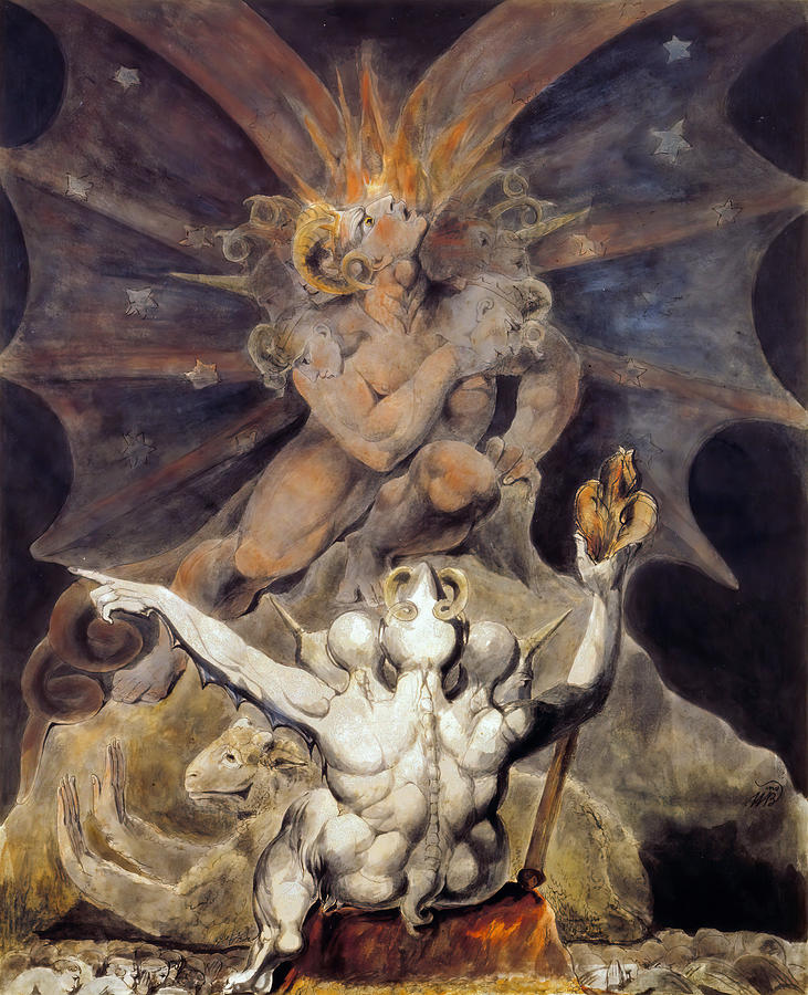 William Blake Painting - The Number of the Beast is 666, 1805 by Murellos Design