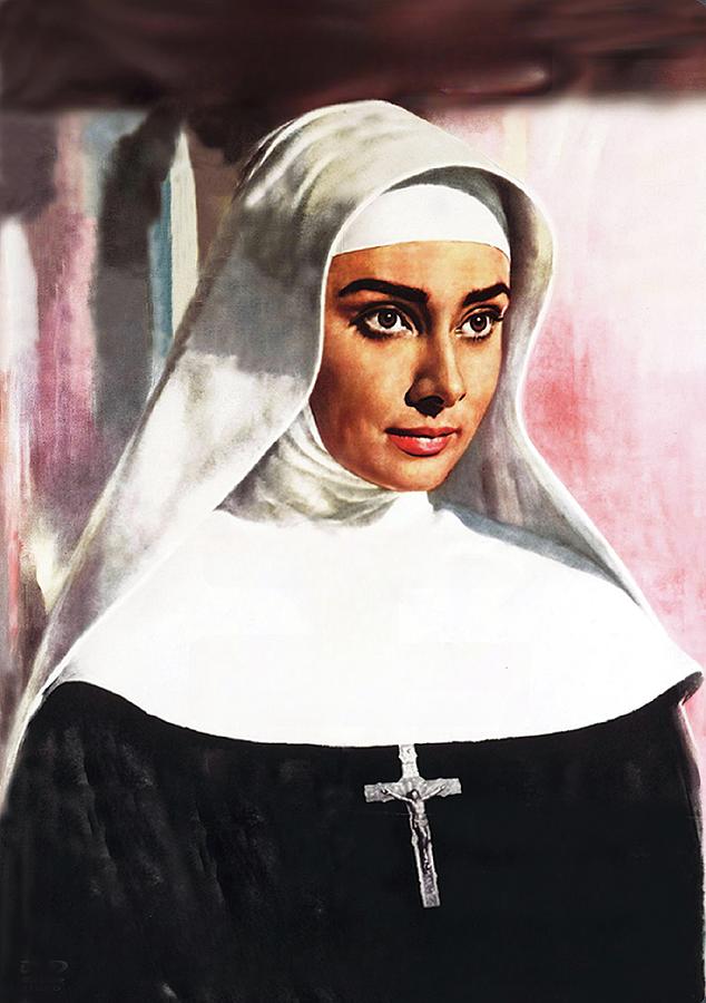 Audrey Hepburn Painting - The Nuns Story, 1959, movie poster painting by Movie World Posters