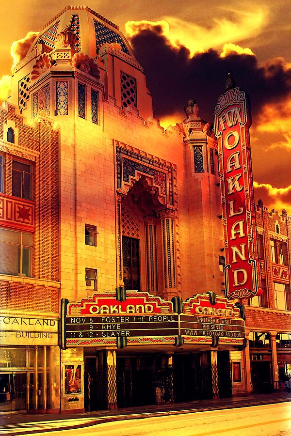 The Oakland Fox Theatre in sunset light Digital Art by Nicko Prints