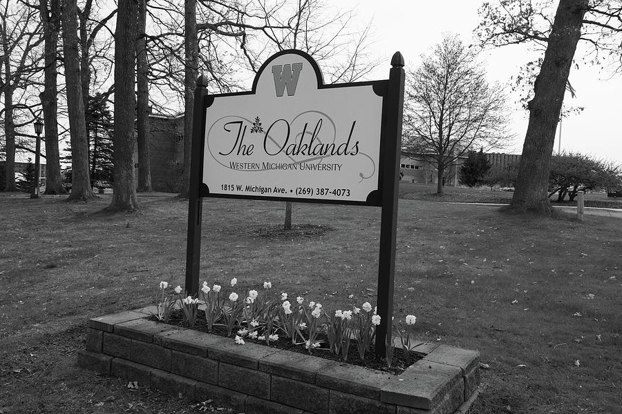 The Oaklands at Western Michigan University in black and white Photograph by Eldon McGraw