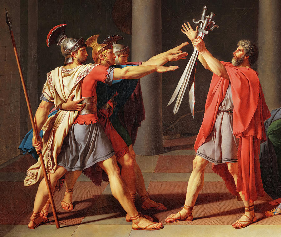 Knight Painting - The Oath of the Horatii, Horatii Brothers by Jacques-Louis David