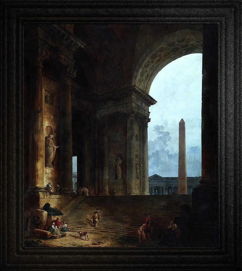 The Obelisk by Hubert Robert Old Masters Classical Fine Art Reproduction Digital Art by Rolando Burbon