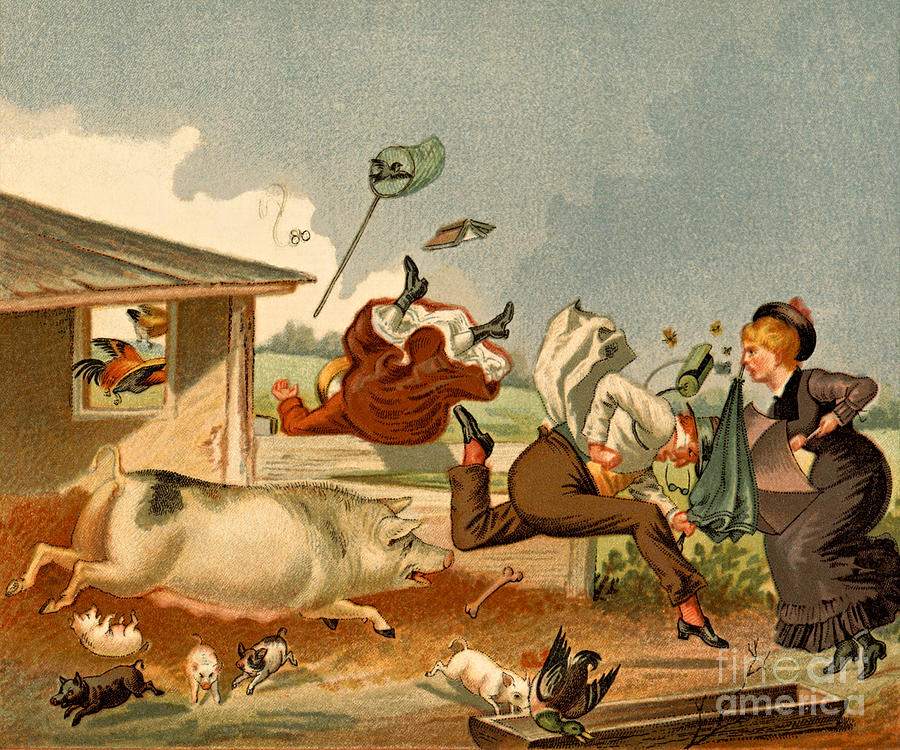 The Object Objects Victorian Humorous Farm Scene Painting by Peter Ogden