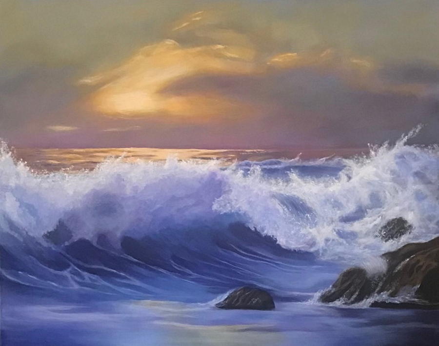 Sunset Painting - The Ocean dances by Francesca Deluca