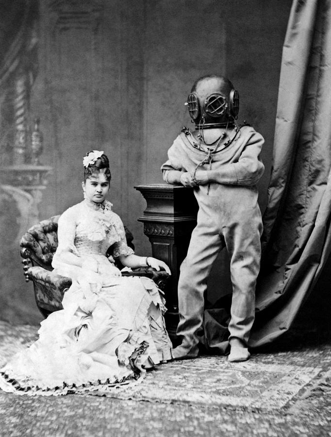 The Ocean Empress and Deep Sea Diver - Circa 1880 Photograph by War Is Hell Store