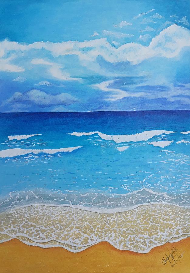 The ocean waves Drawing by Chapani Kandanaarachchi - Pixels