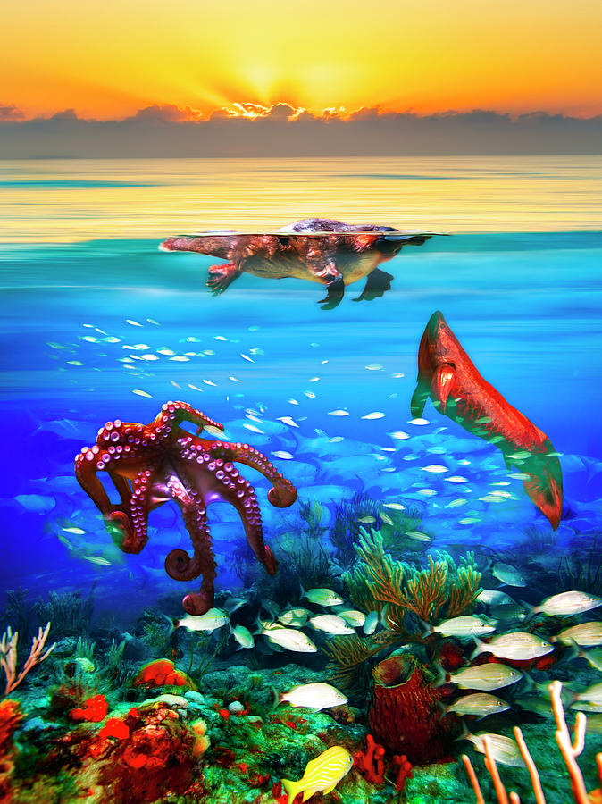 The Octopus, the Platypus, and the Lungfish Painting Digital Art by ...