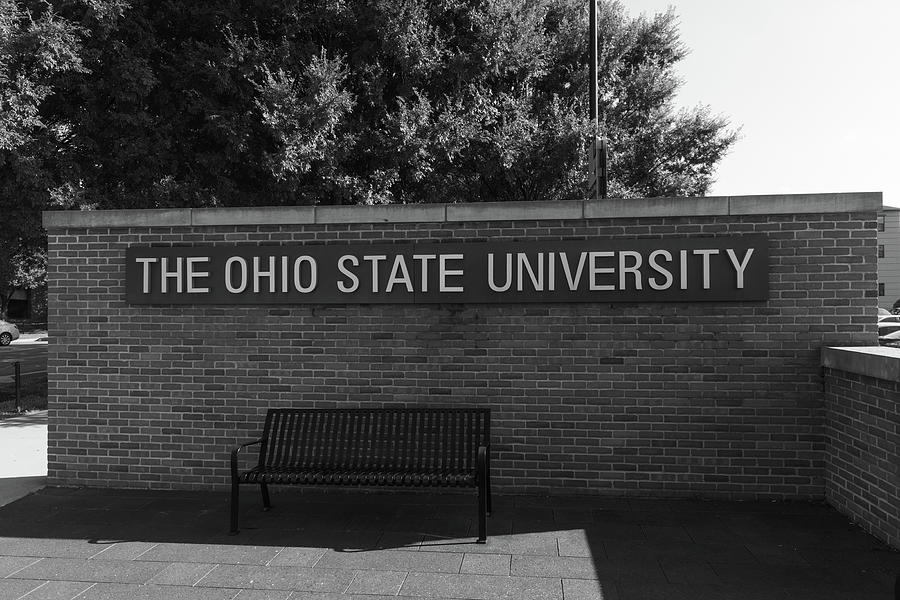 The Ohio State University sign in black and white Photograph by Eldon McGraw