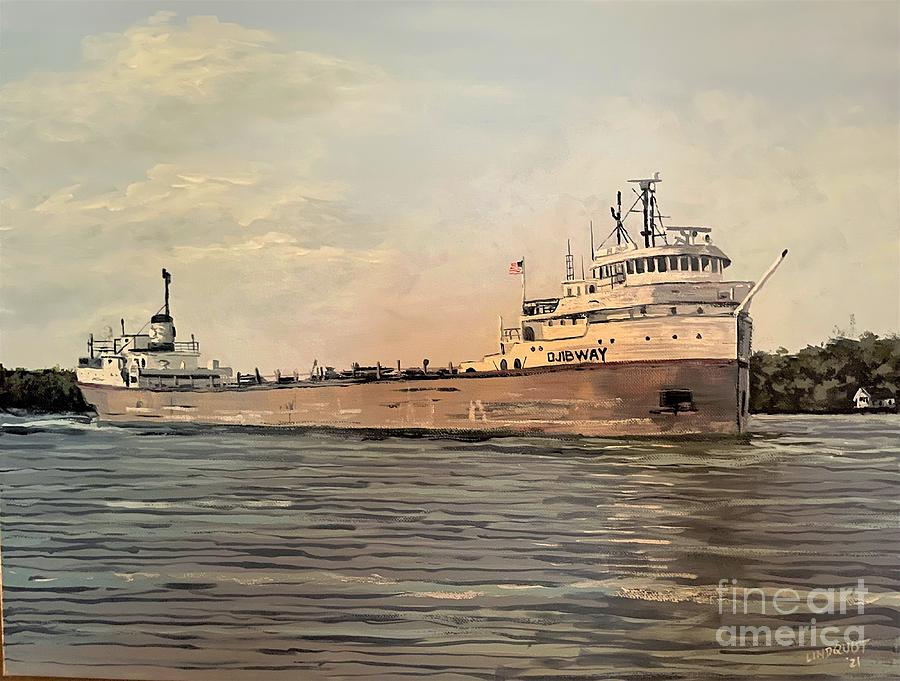 Freighter Painting - The Ojibway by Tim Lindquist