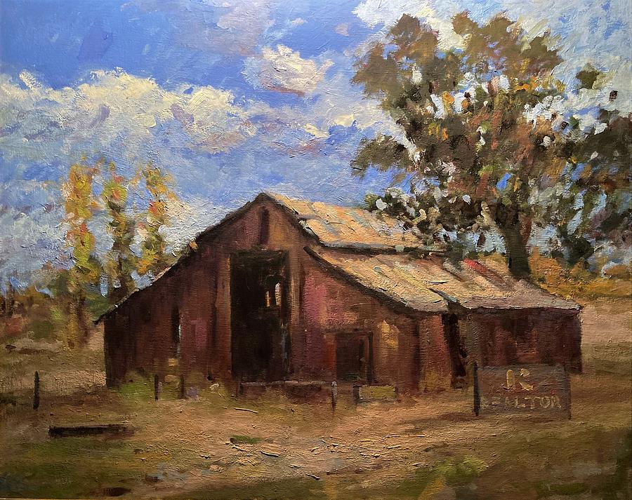 The old barn along Highway 198 Painting by R W Goetting