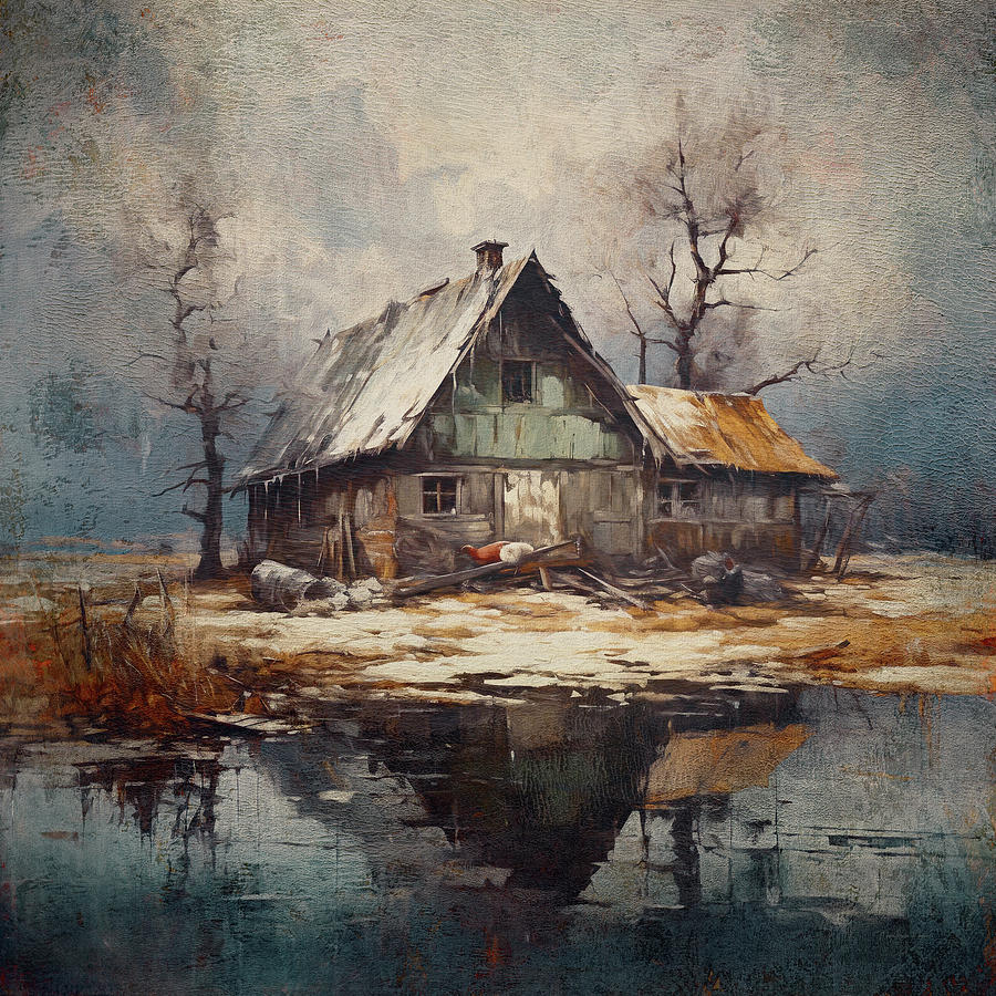 The Old Barn By The Pond Digital Art by Maria Angelica Maira