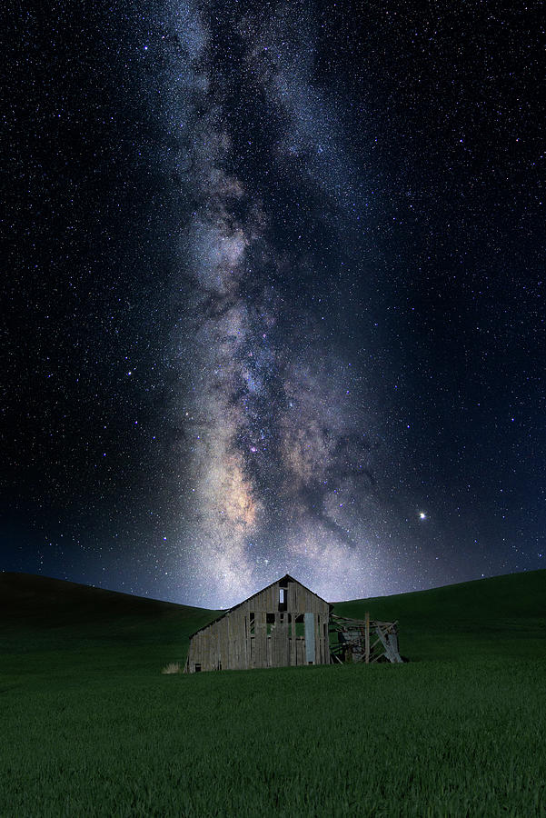 Farm Photograph - The Old Barn under the Milky Way by Kristen Wilkinson