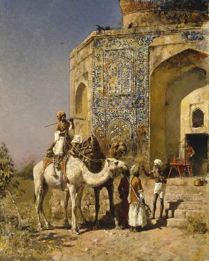The Old Blue-Tiled Mosque Outside of Delhi, India, circa year 1885 Painting by Edwin Lord Weeks The Old Blue-Tiled Mosque Outside of Delhi, India, circa year 1885 Painting by Edwin Lord Weeks