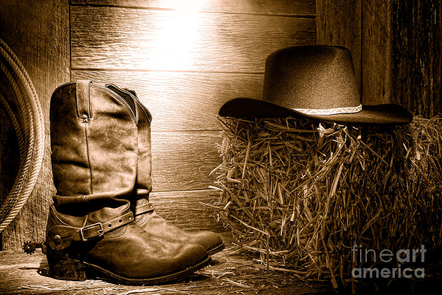 The Old Boots - Sepia Photograph by Olivier Le Queinec
