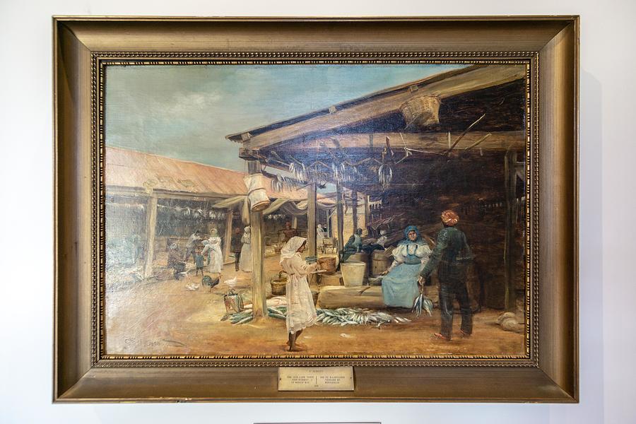 Fish Painting - The old Cape Town fish market at Rogge Bay  Roggebaai , 1898 by Cecil Schott