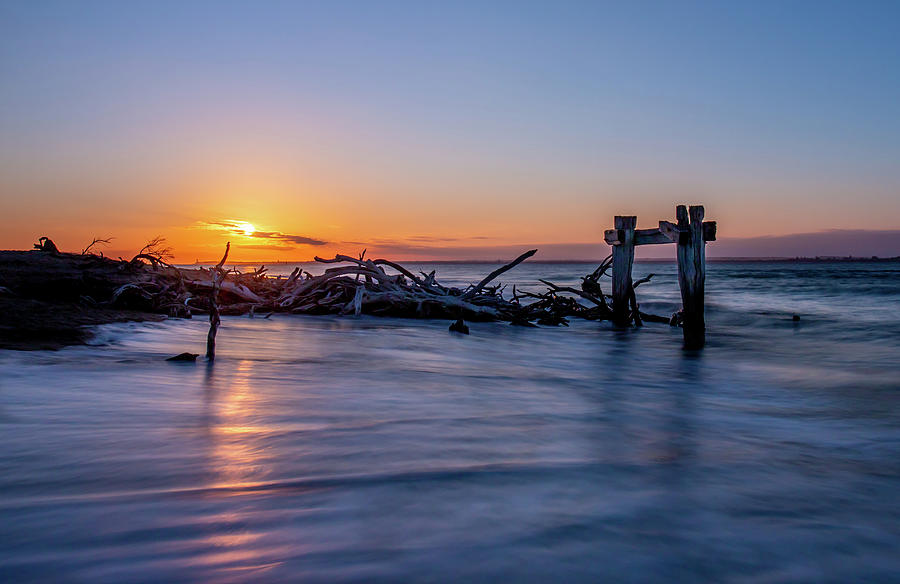 Sunset Photograph - The Old Cattle Jetty, Point Nepean by Vicki Walsh