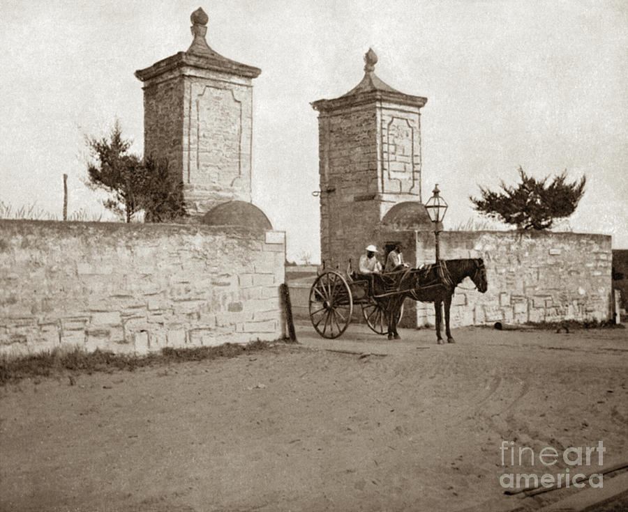 The Old City Gates in St. Augustine, Florida, c1890 Photograph by Granger