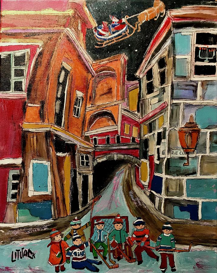 The Old City Holiday Tme Painting by Michael Litvack