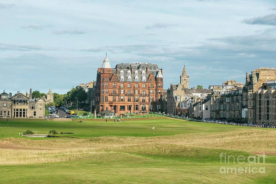 Golf Photograph - The Old Course Behind the 1st Green Looking Towards Town and the 18th by Scott Pellegrin