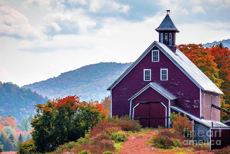 The Old Dairy Barn Rt100 Vermont Fall Foliage  Photograph by Edward Fielding