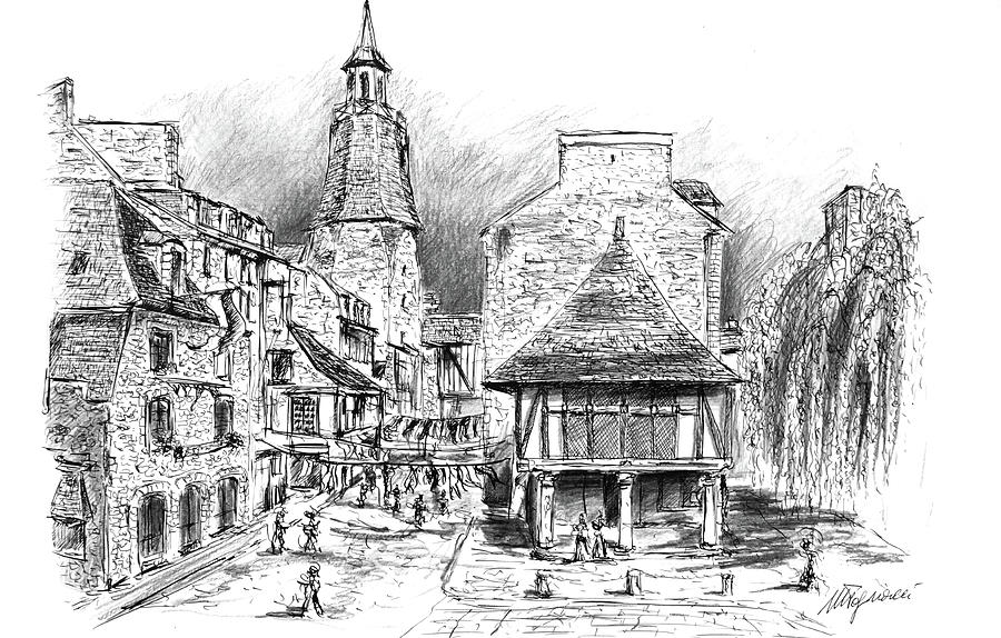 The Old Dinan Drawing by Mauro Tognacci The Old Dinan Drawing by Mauro Tognacci