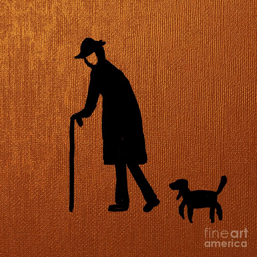 The old dog walker  Digital Art by Elaine Hayward