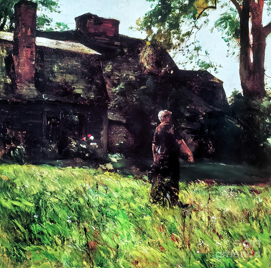 The Old Fairbanks House Dedham Massachusetts by Childe Hassam 1886 Painting by Childe Hassam