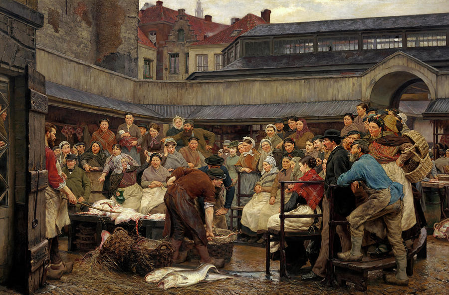 The Old Fish Market in Antwerp by Edgard Farasyn