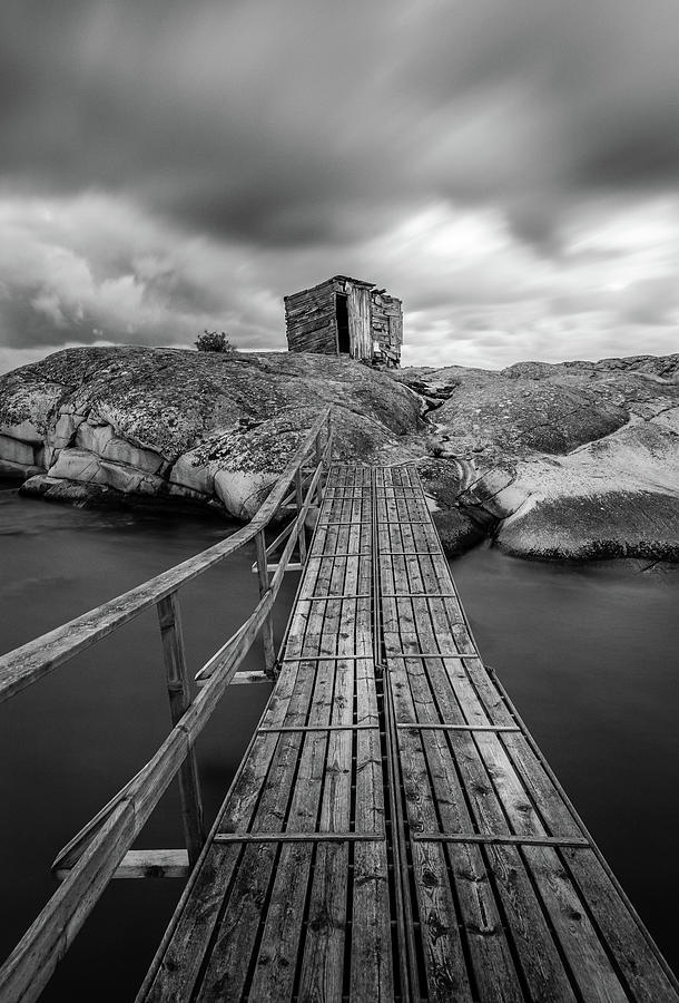 Black And White Photograph - The Old Fishing Hut In The Storm by Nicklas Gustafsson