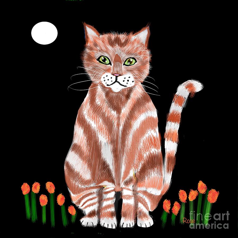 The old ginger tabby cat Digital Art by Elaine Hayward