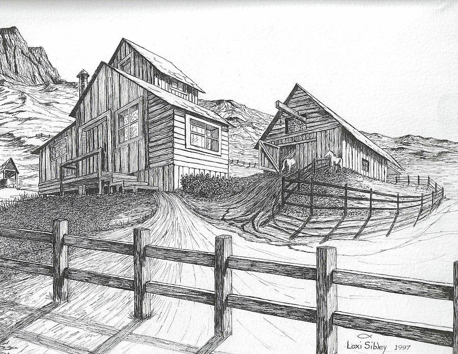 The Old Homestead Drawing by Loxi Sibley