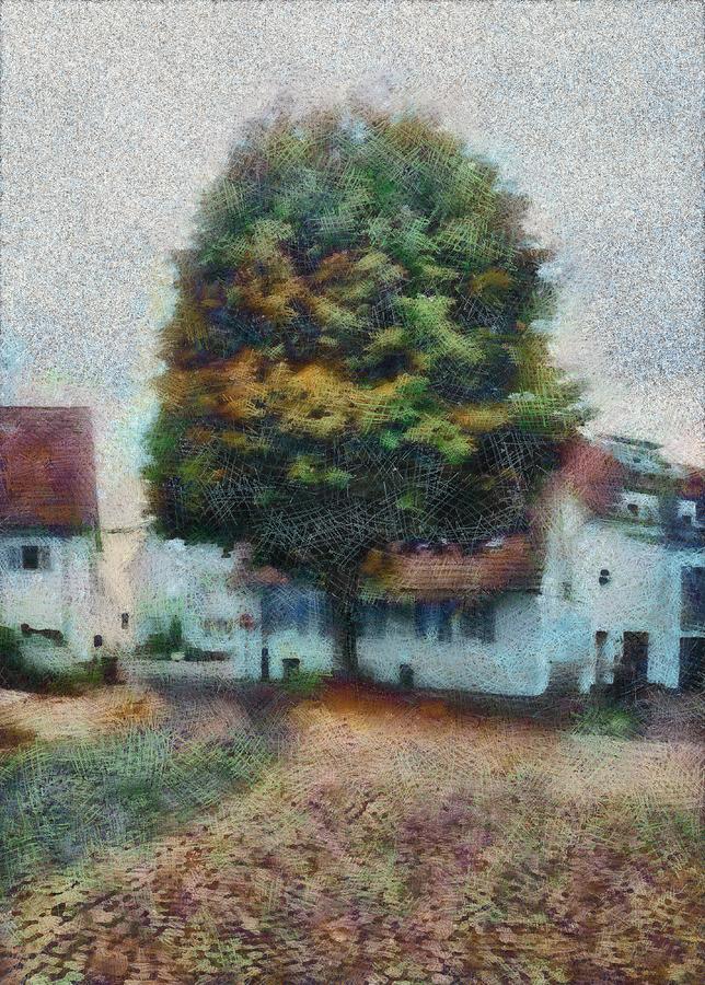 The old lime tree in the village Digital Art by Hartmut Knisel