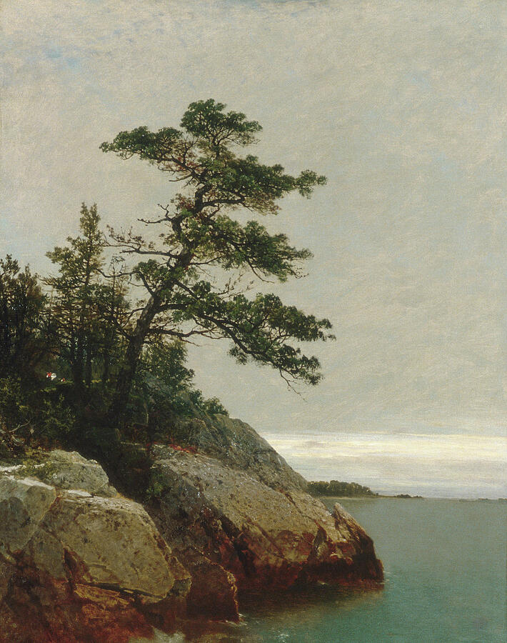 Vintage Painting - The Old Pine, Darien, Connecticut 1872 by John Frederick Kensett 1816-1872