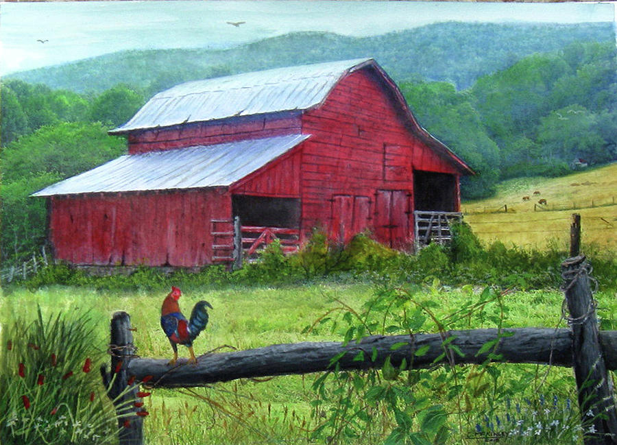 The Old Red Barn Painting by Carl McKinley