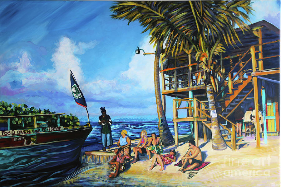 Caye Caulker Painting - The Old Split on Caye Caulker Belize by Lee Vanderwalker Caye Caulker Painting - The Old Split on Caye Caulker Belize by Lee Vanderwalker