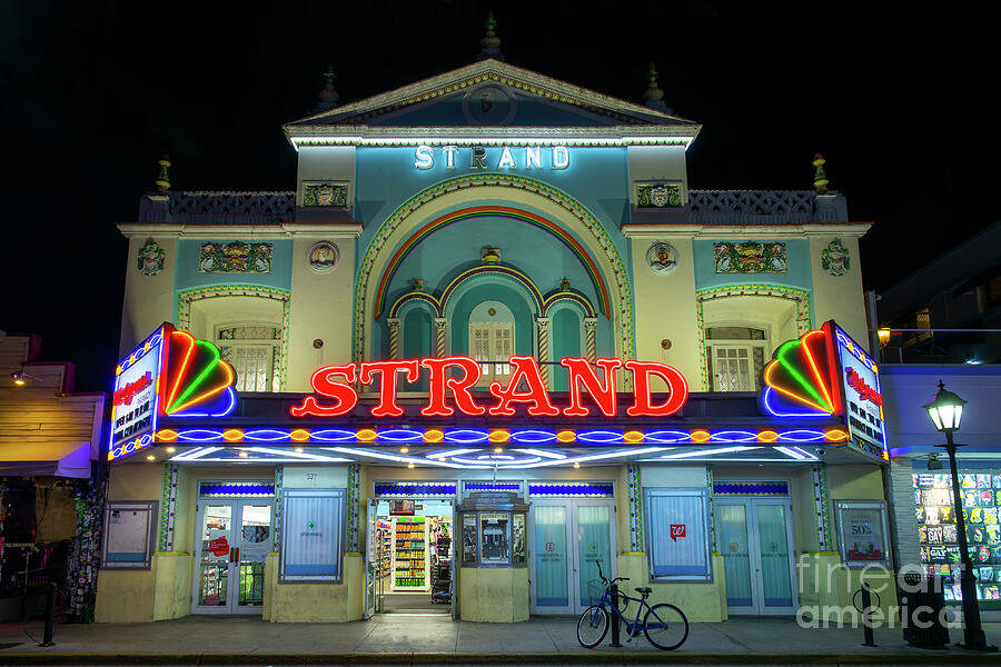 The old Strand Theater at night, Key West Photograph by Delphimages Photo Creations The old Strand Theater at night, Key West Photograph by Delphimages Photo Creations