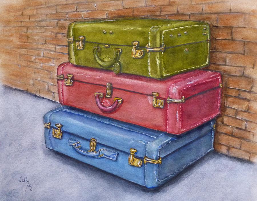 The Old Suitcases Painting by Kelly Mills - Fine Art America