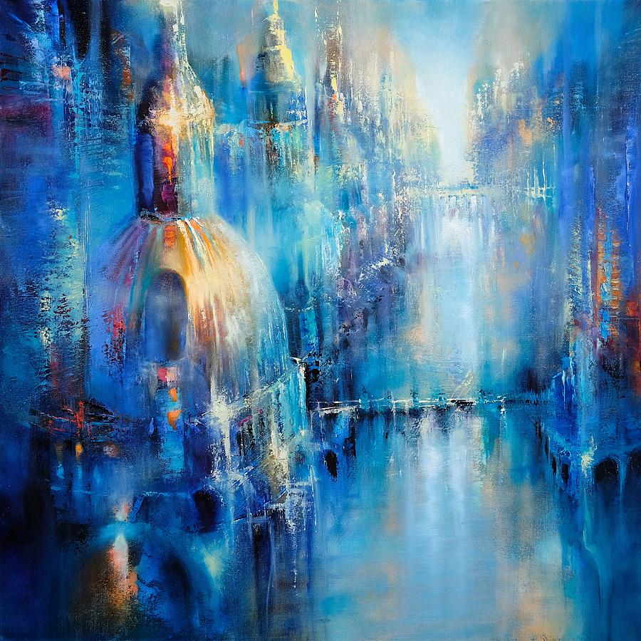 The old town - cathedrals, water and bridges Painting by Annette Schmucker