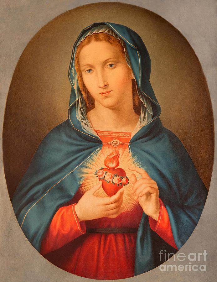 The old traditional image of Heart of Virgin Mary Pyrography by Jozef ...