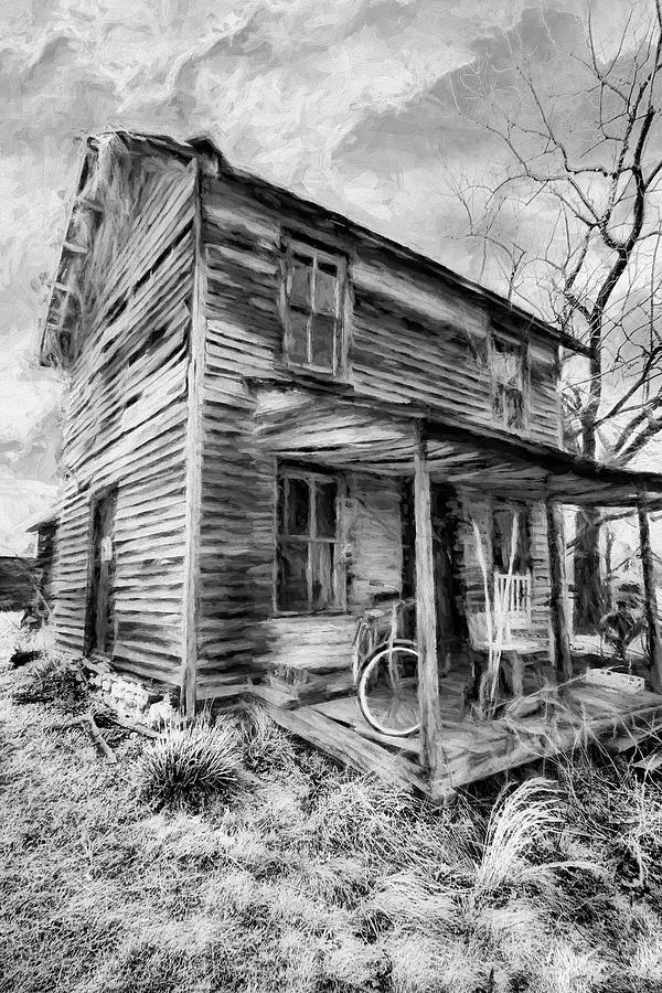 The Olde Front Porch bw Photograph by Dan Carmichael