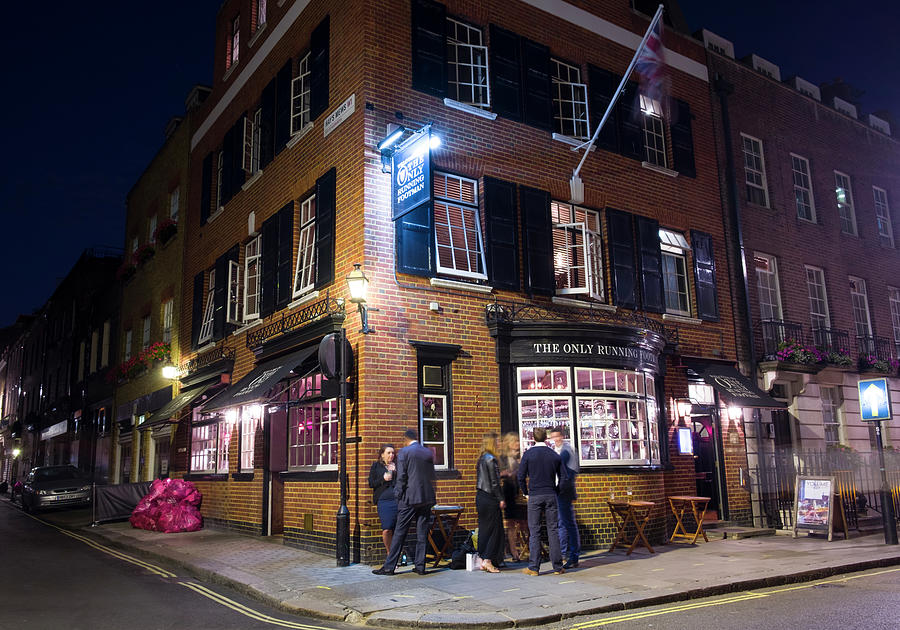 The Only Running Footman pub at night Photograph by David L Moore