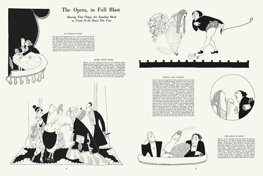 The Opera in Full Blast, from High Society. By Anne Fish 1920 Drawing by Ikonographia - Anne Fish